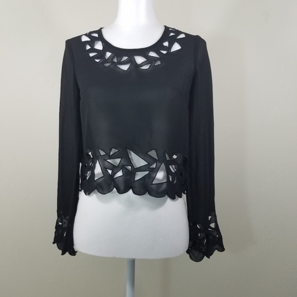 Lamour Long Sleeve Crop Top Blouse Size XS